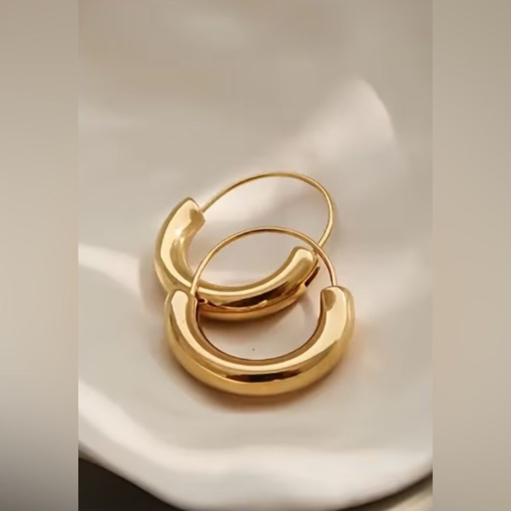 Gold Hoop Earrings #2363 - Picture 2 of 6